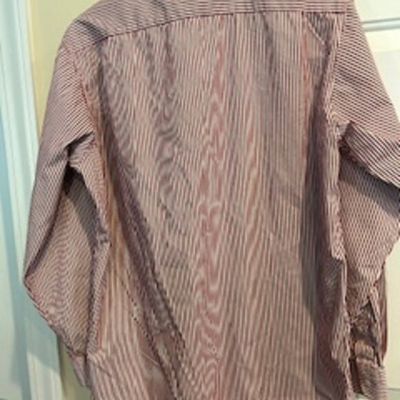 Men's Shirt Cremieux Classics Size Large Burgundy White Striped - Picture 6 of 6